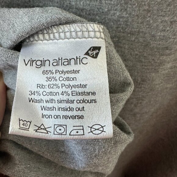 Grey L/XL Virgin Atlantic Long Sleeve Tee Shirt / Loungewear - Picture 6 of 10